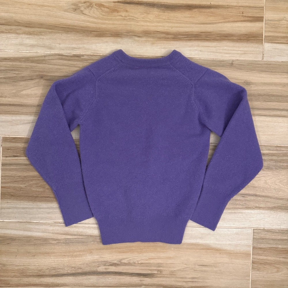 Ballantyne Cashmere V-Neck Sweater Purple Made in Scotland Vintage Very Small - Picture 3 of 7